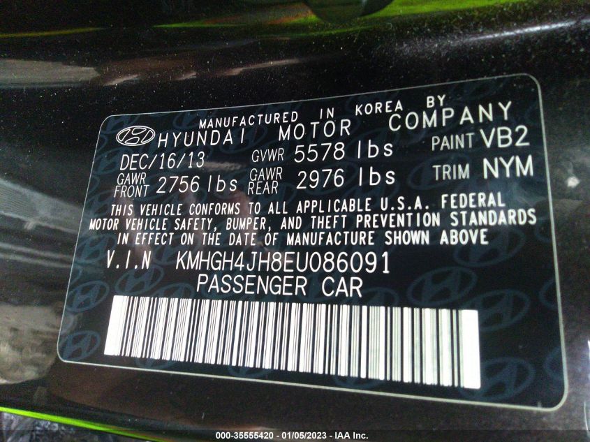 2014 HYUNDAI EQUUS ULTIMATE KMHGH4JH8EU086091