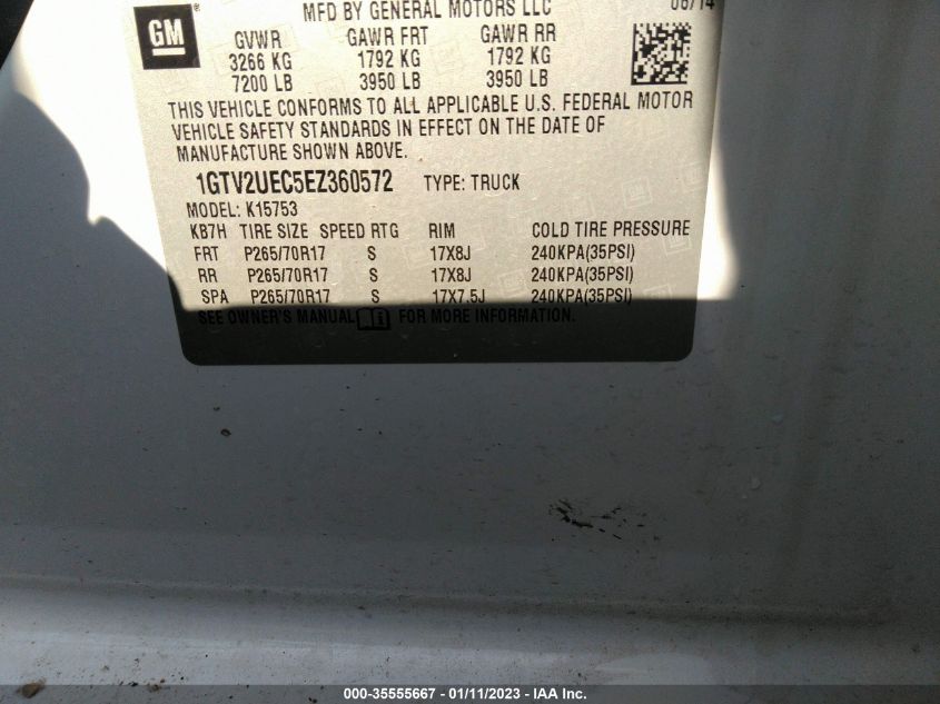 2014 GMC SIERRA 1500 SLE - 1GTV2UEC5EZ360572