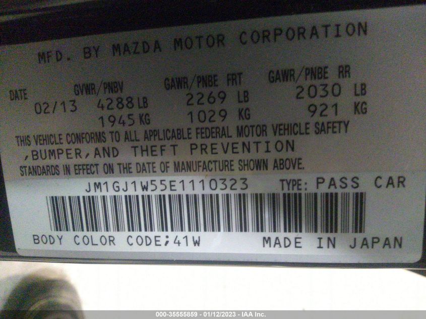 2014 MAZDA MAZDA6 I GRAND TOURING JM1GJ1W55E1110323