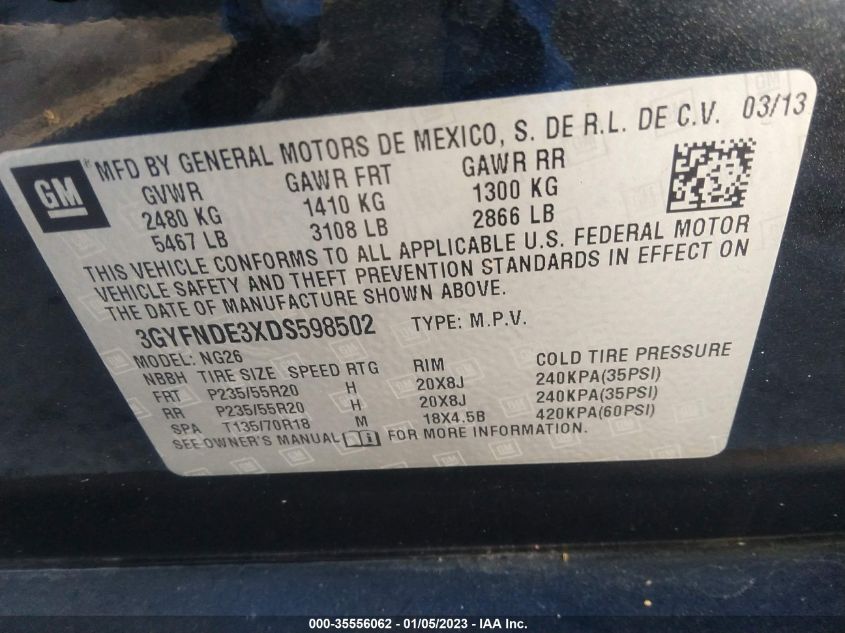 2013 CADILLAC SRX PERFORMANCE COLLECTION - 3GYFNDE3XDS598502