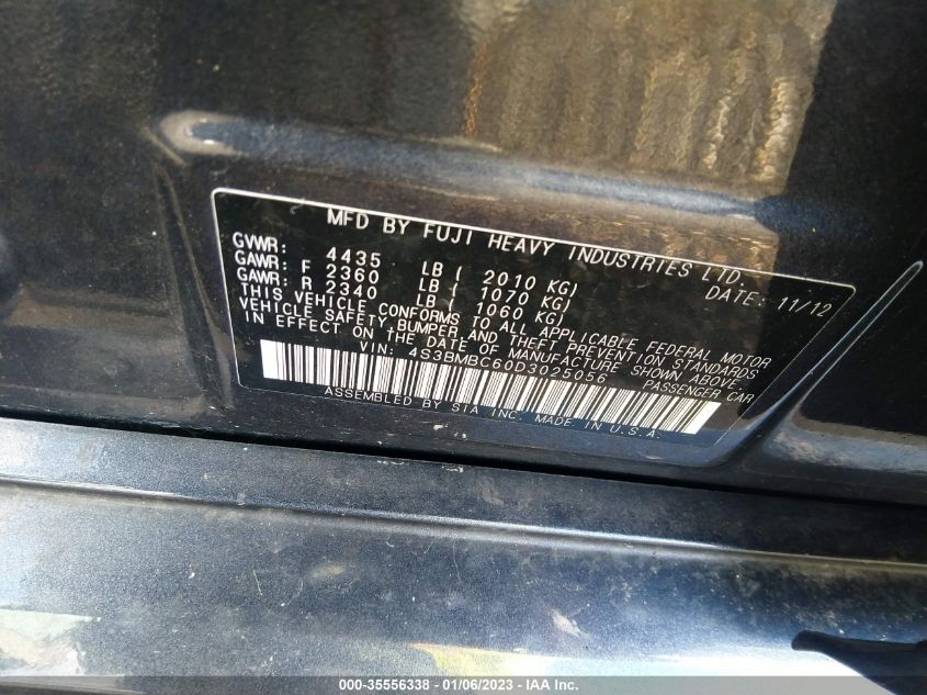 2013 SUBARU LEGACY 2.5I PREMIUM 4S3BMBC60D3025056