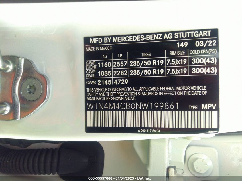 2022 MERCEDES-BENZ GLB GLB 250 - W1N4M4GB0NW199861