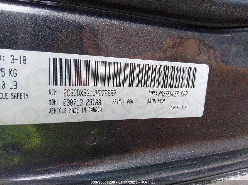 2018 DODGE CHARGER SXT - 2C3CDXBG1JH272997