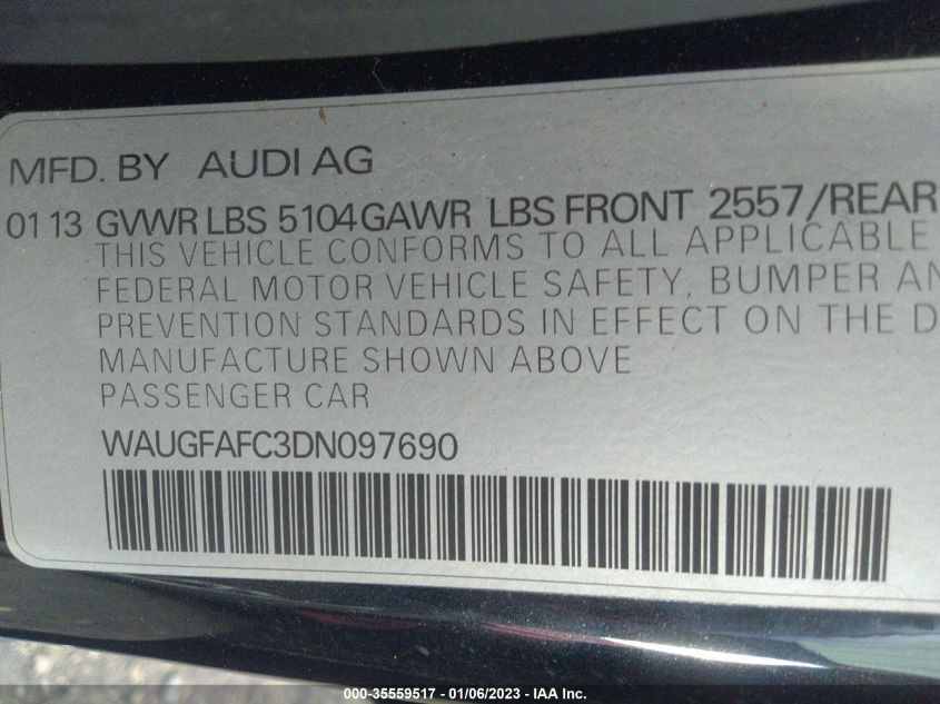2013 AUDI A6 2.0T PREMIUM PLUS WAUGFAFC3DN097690