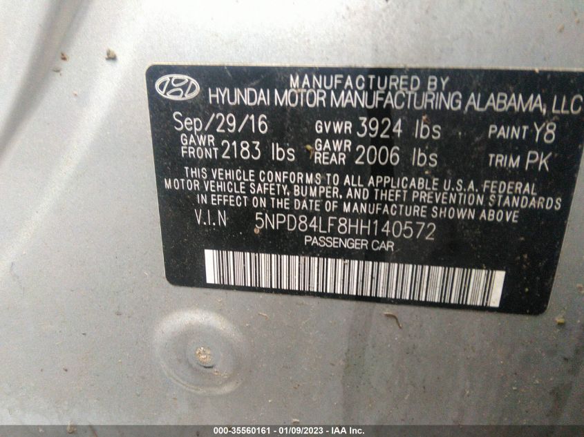 2017 HYUNDAI ELANTRA SE 5NPD84LF8HH140572