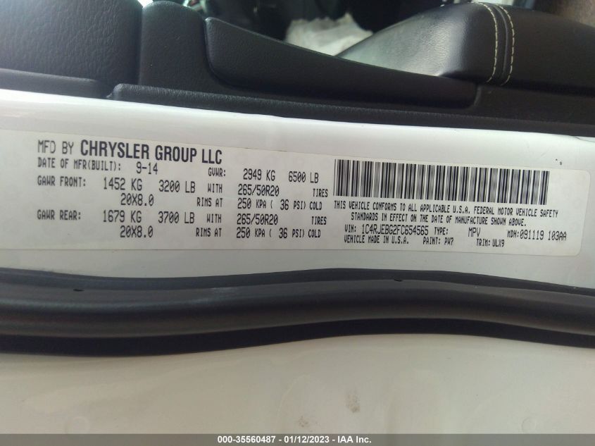 2015 JEEP GRAND CHEROKEE LIMITED - 1C4RJEBG2FC654565