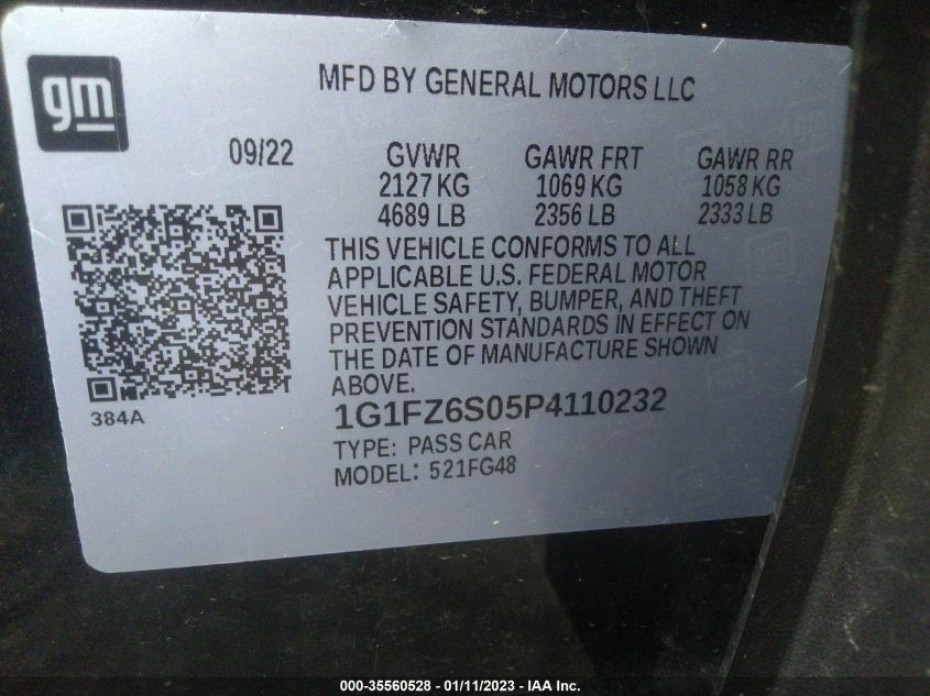 2023 CHEVROLET BOLT EUV PREMIER 1G1FZ6S05P4110232