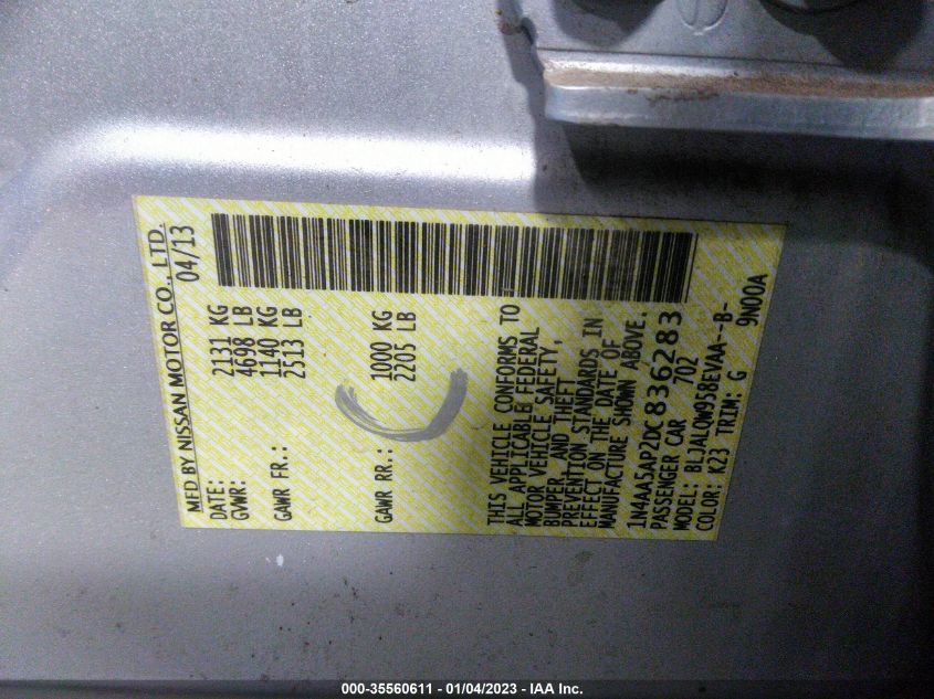 2013 NISSAN MAXIMA 3.5 S - 1N4AA5AP2DC836283