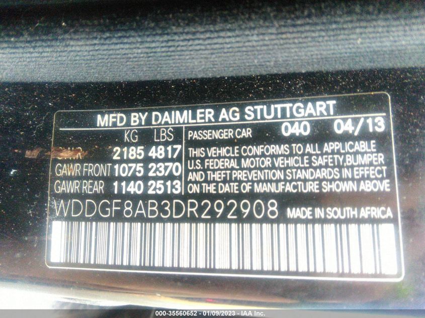 2013 MERCEDES-BENZ C-CLASS C 300 LUXURY - WDDGF8AB3DR292908