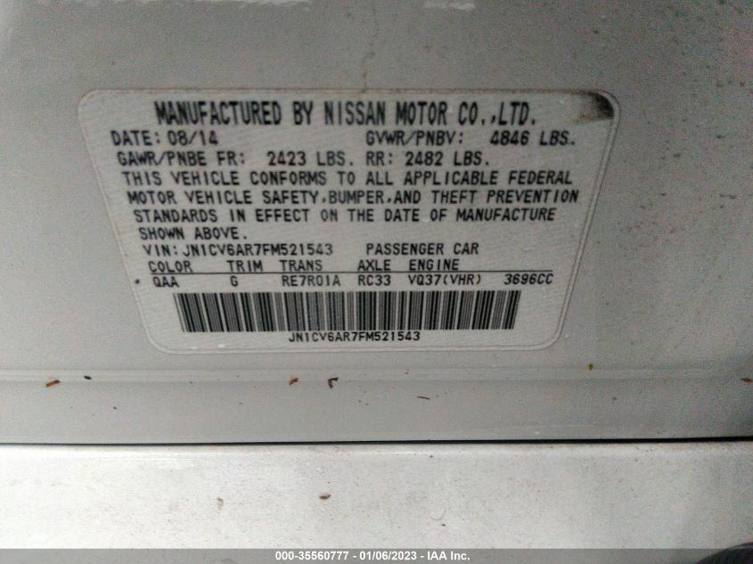 2015 INFINITI Q40 JN1CV6AR7FM521543