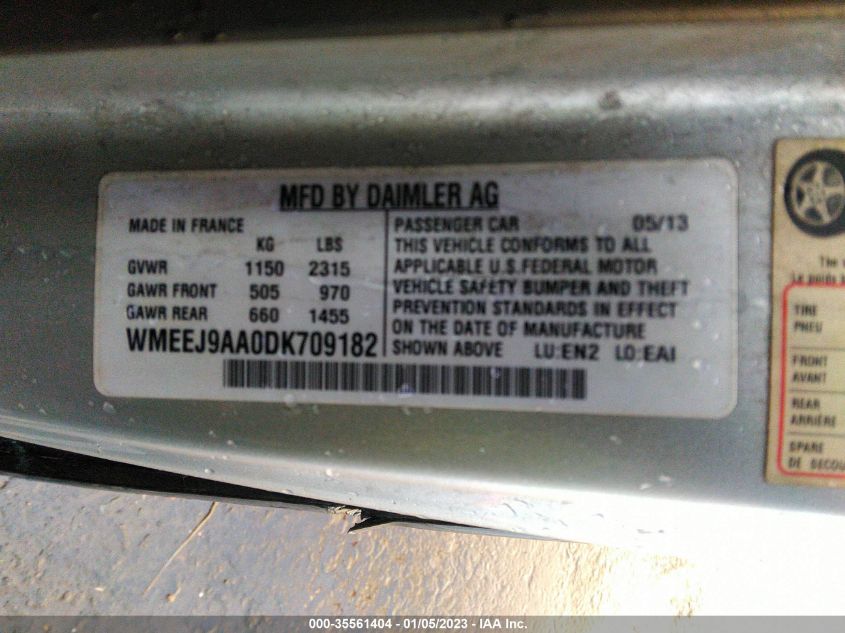 2013 SMART FORTWO ELECTRIC DRIVE - WMEEJ9AA0DK709182