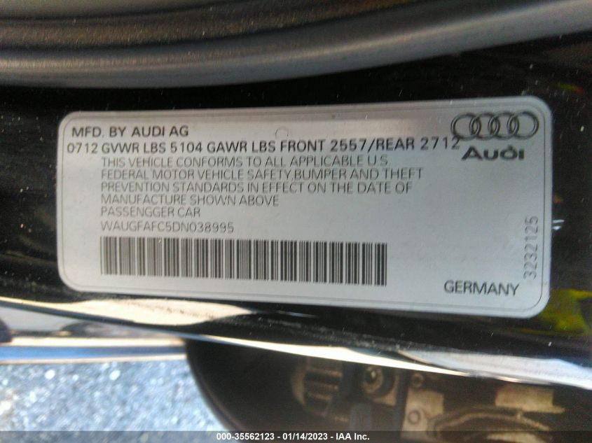 2013 AUDI A6 2.0T PREMIUM PLUS WAUGFAFC5DN038995