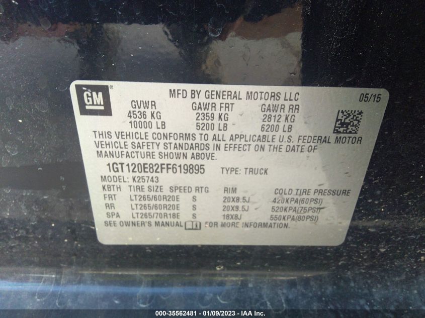 2015 GMC SIERRA 2500HD DENALI - 1GT120E82FF619895