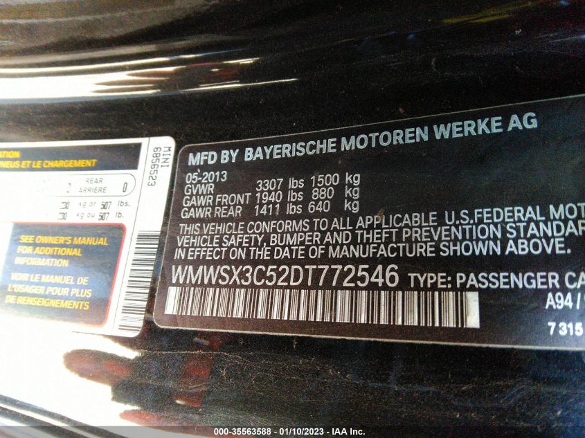 2013 MINI COOPER COUPE S WMWSX3C52DT772546