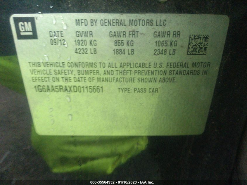 2013 CADILLAC ATS - 1G6AA5RAXD0115661