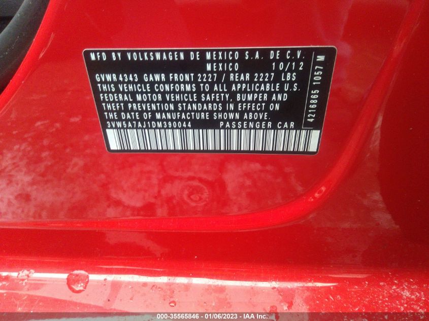 2013 VOLKSWAGEN GLI AUTOBAHN W/NAV 3VW5A7AJ1DM390044