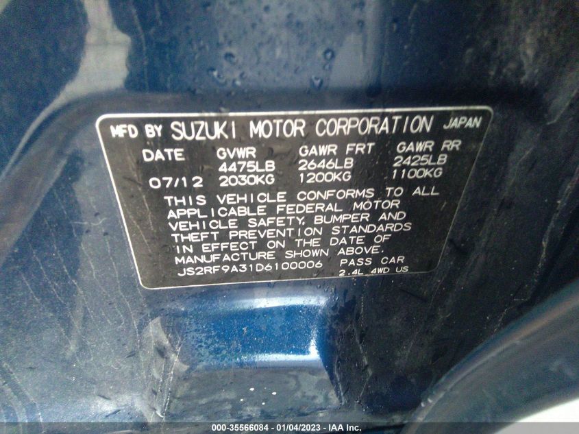 2013 SUZUKI KIZASHI SE JS2RF9A31D6100006