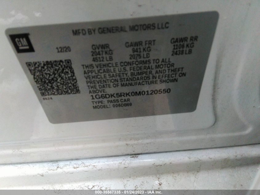 2021 CADILLAC CT4 LUXURY 1G6DK5RK0M0120550