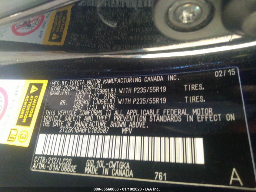 2015 LEXUS RX 350 - 2T2ZK1BA6FC183587