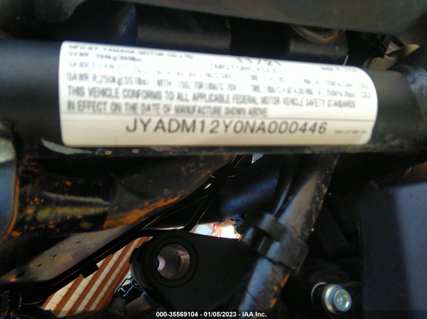 2022 YAMAHA XTZ690 JYADM12Y0NA000446