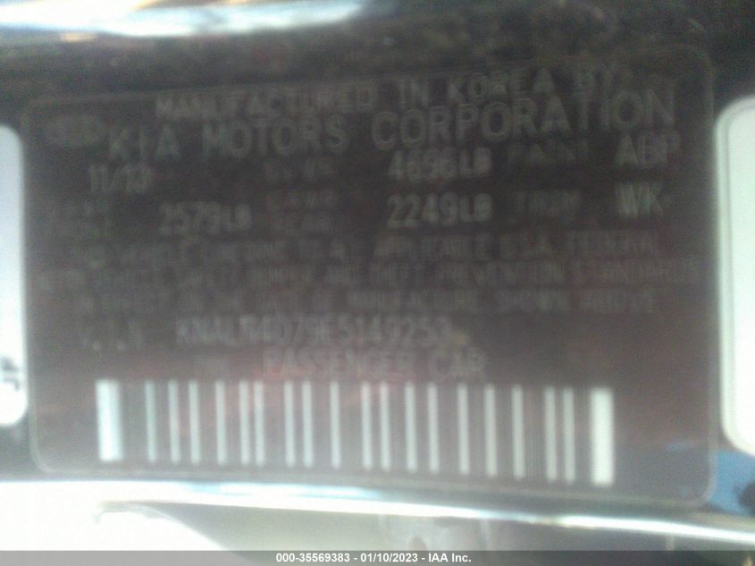 2014 KIA CADENZA LIMITED KNALN4D79E5149253