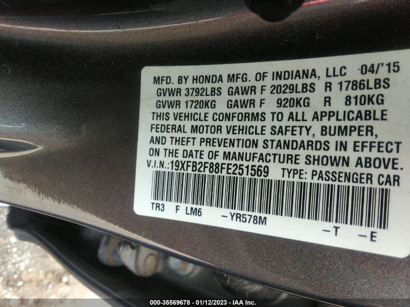 2015 HONDA CIVIC SEDAN EX - 19XFB2F88FE251569