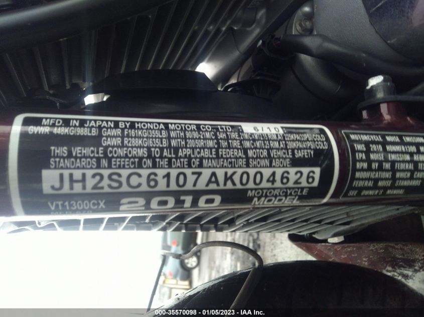 2010 HONDA VT1300 CX JH2SC6107AK004626