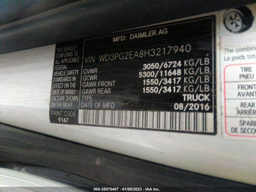 2017 MERCEDES-BENZ METRIS CARGO VAN - WD3PG2EA8H3217940