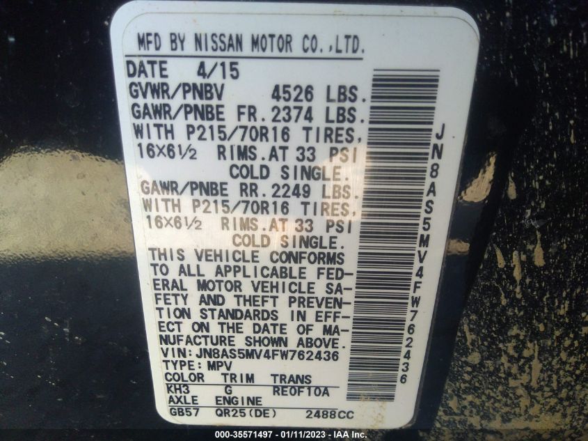 2015 NISSAN ROGUE SELECT S - JN8AS5MV4FW762436