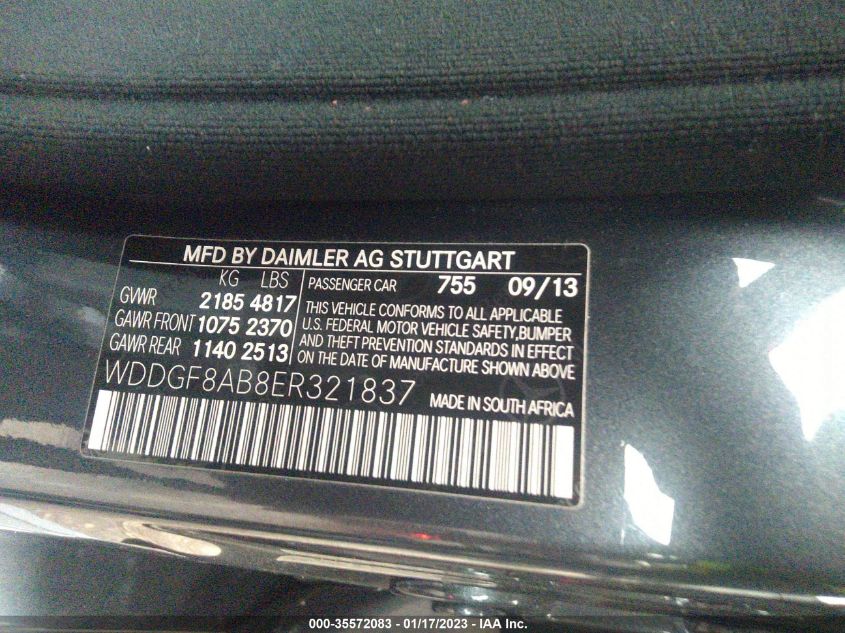 2014 MERCEDES-BENZ C-CLASS C 300 WDDGF8AB8ER321837