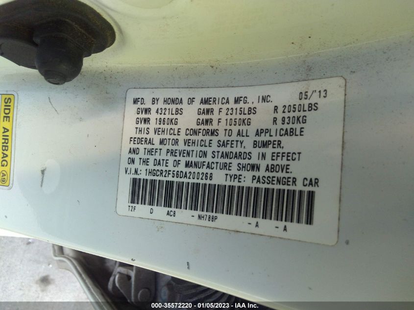 2013 HONDA ACCORD SDN SPORT 1HGCR2F56DA200268