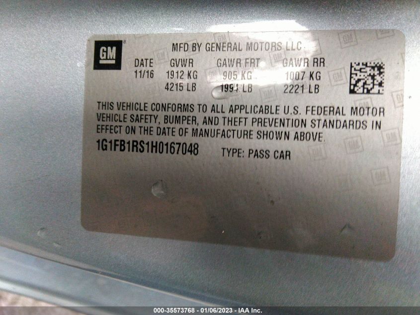 2017 CHEVROLET CAMARO 1LT - 1G1FB1RS1H0167048