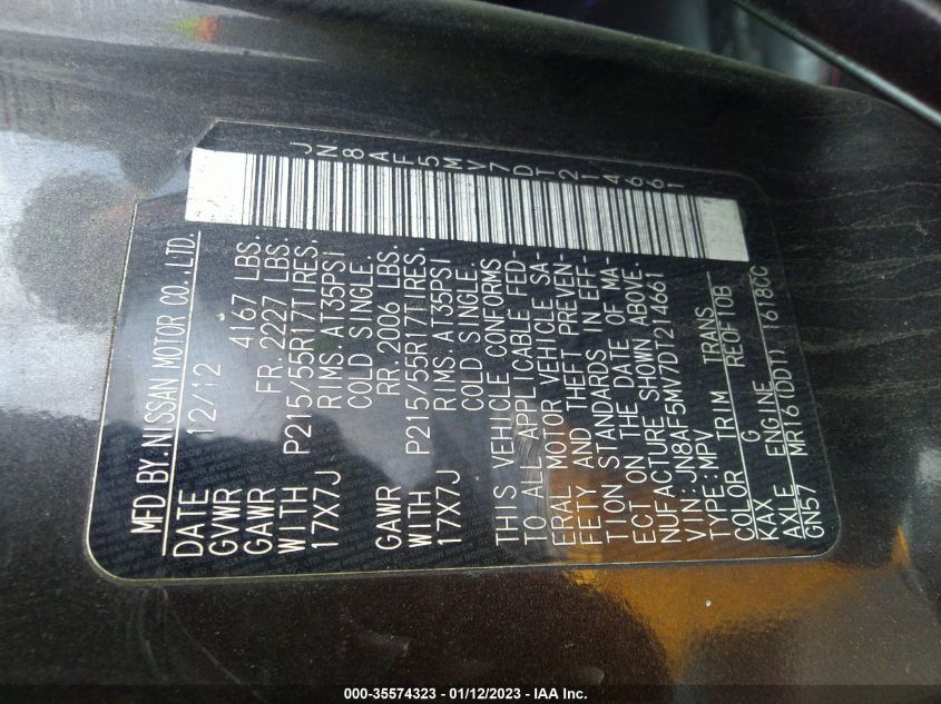 2013 NISSAN JUKE SL JN8AF5MV7DT214661