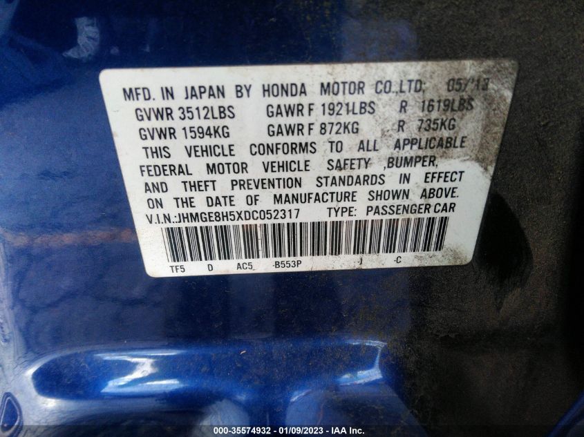 2013 HONDA FIT SPORT - JHMGE8H5XDC052317