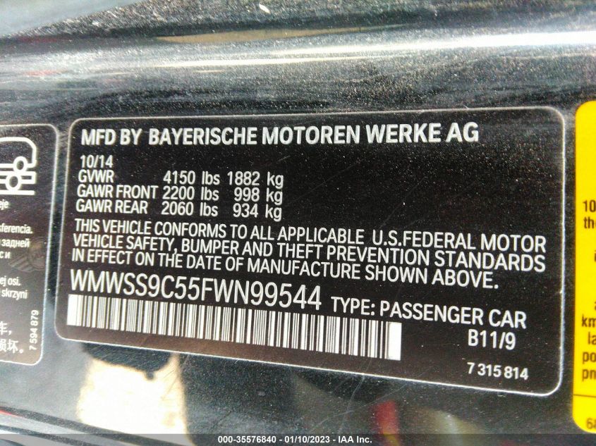 2015 MINI COOPER PACEMAN JOHN COOPER WORKS WMWSS9C55FWN99544