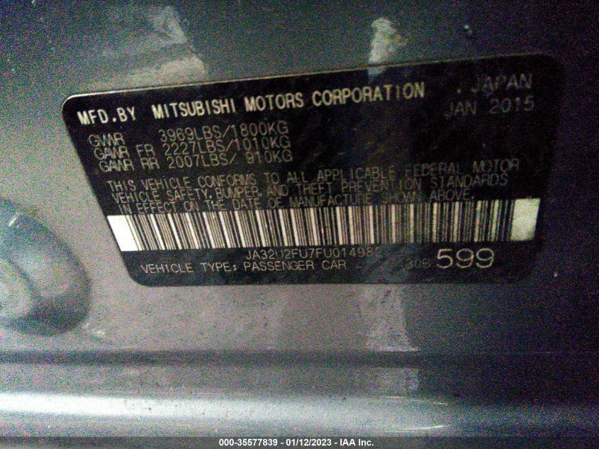 2015 MITSUBISHI LANCER ES JA32U2FU7FU014982