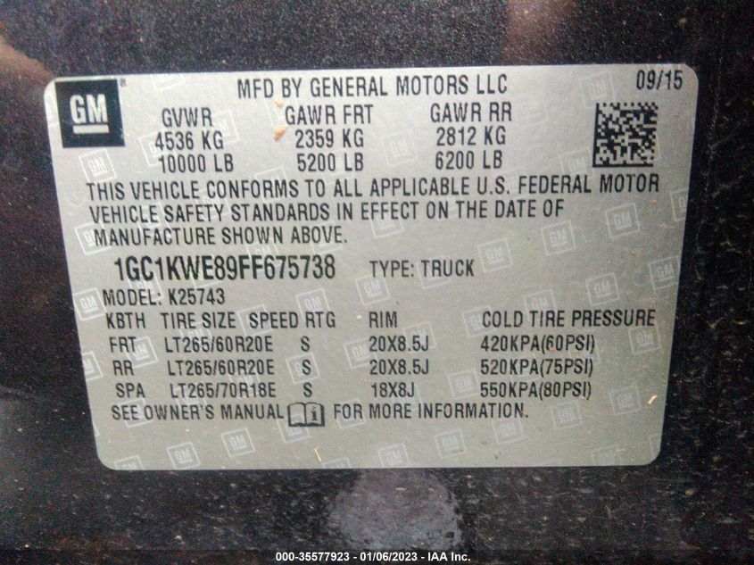 2015 CHEVROLET SILVERADO 2500HD LTZ - 1GC1KWE89FF675738