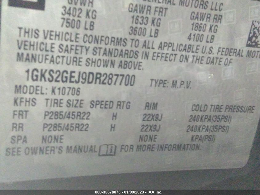 2013 GMC YUKON HYBRID DENALI 1GKS2GEJ9DR287700