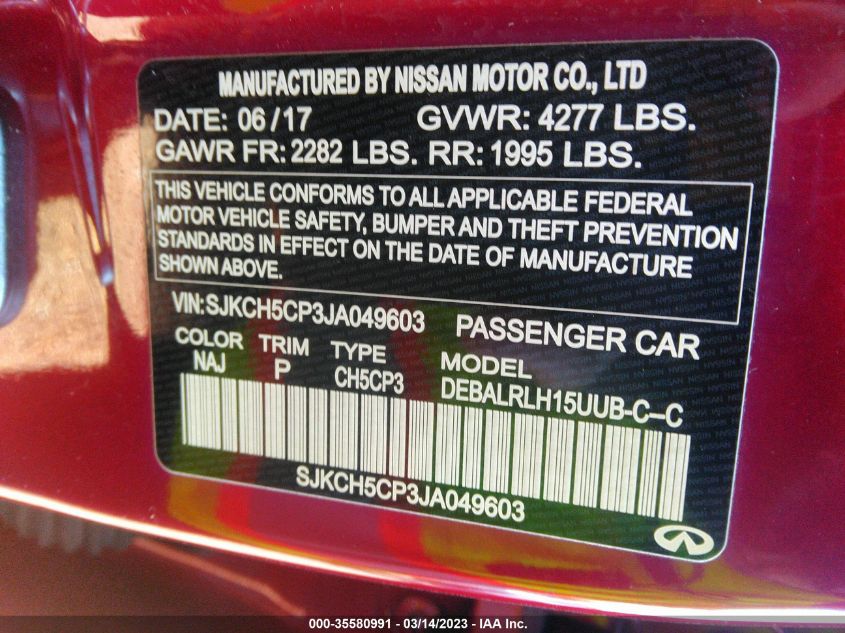 2018 INFINITI QX30 PREMIUM SJKCH5CP3JA049603