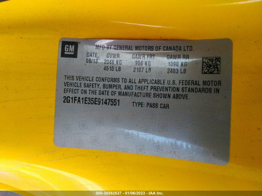 2014 CHEVROLET CAMARO LS - 2G1FA1E35E9147551