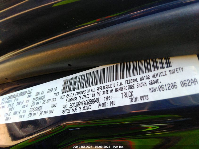 2013 DODGE RAM 1500 3C6JR6AT4DG586491