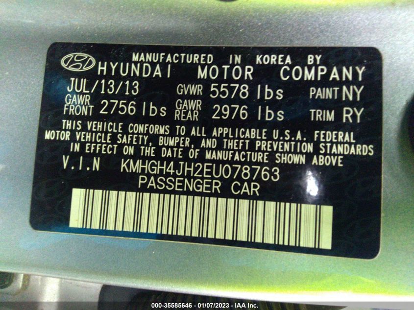2014 HYUNDAI EQUUS SIGNATURE KMHGH4JH2EU078763