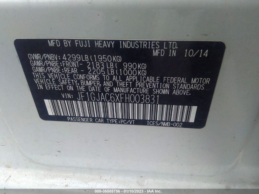 2015 SUBARU IMPREZA SEDAN PREMIUM JF1GJAC6XFH003831
