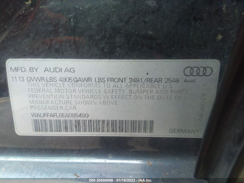 2014 AUDI A4 PREMIUM PLUS WAUFFAFL6EA085490