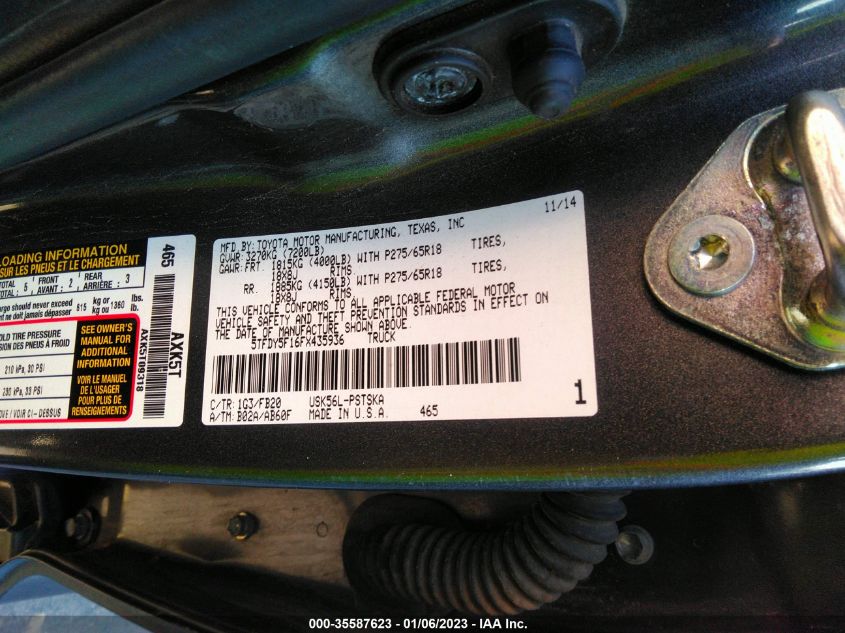 2015 TOYOTA TUNDRA 4WD TRUCK SR5/TRD PRO - 5TFDY5F16FX435936