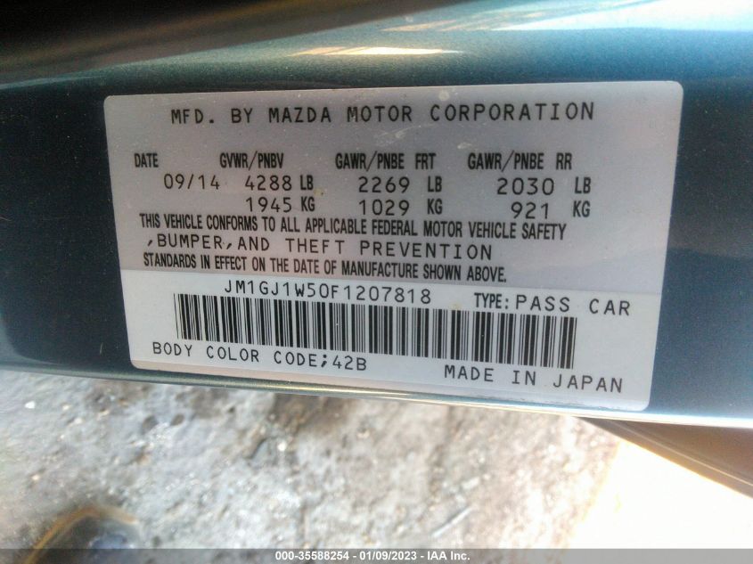 2015 MAZDA MAZDA6 I GRAND TOURING JM1GJ1W50F1207818