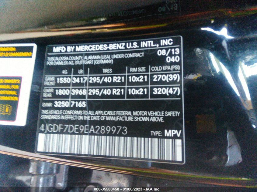 2014 MERCEDES-BENZ GL-CLASS GL 550 4JGDF7DE9EA289973
