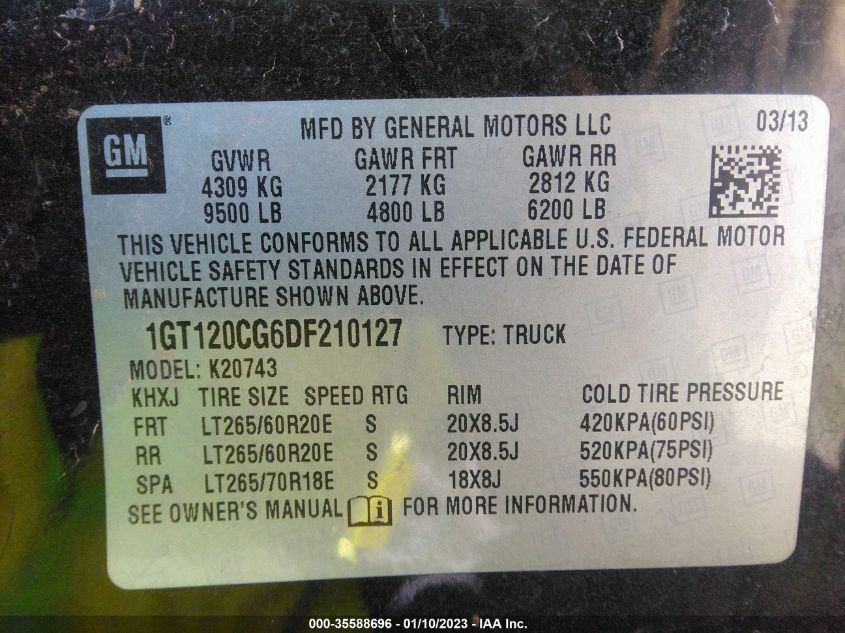 2013 GMC SIERRA 2500HD SLE - 1GT120CG6DF210127