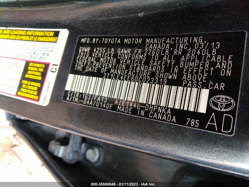 2013 TOYOTA MATRIX S 2T1LE4EE6DC023319