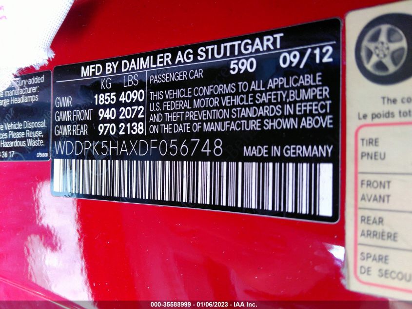 2013 MERCEDES-BENZ SLK-CLASS SLK 350 WDDPK5HAXDF056748